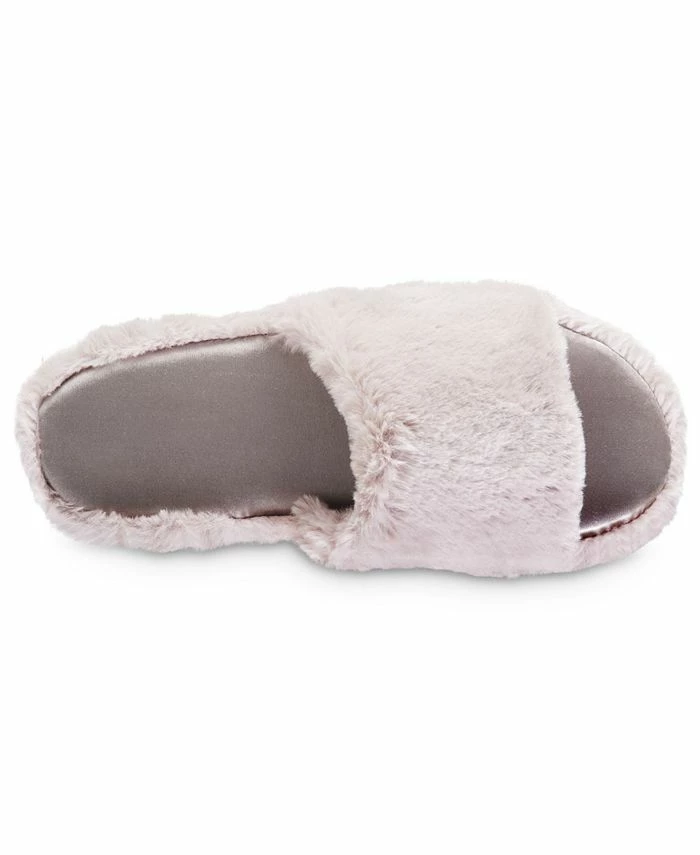 Isotoner Signature Women's Memory Foam Faux Fur And Satin Tabby Slide Slippers 4 Isotoner Signature Women's Memory Foam Faux Fur And Satin Tabby Slide Slippers - Image 4
