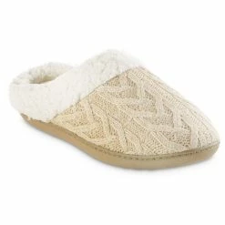 Isotoner Signature Women's Cable Knit Alexis Hoodback Slippers