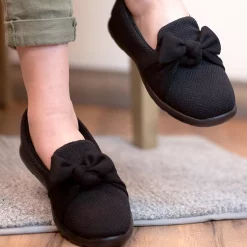 Isotoner Signature Women's Indoor/Outdoor Zenz Hatch Knit Closed-Back With Tie Slip-Ons -Michaelkors shop 21887210 fpx