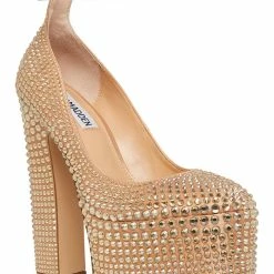 Steve Madden Women's Skyrise Ankle-Strap Rhinestone Platform Pumps