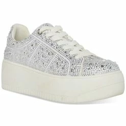 Steve Madden Women's Rockaway Rhinestone Lace-Up Platform Sneakers